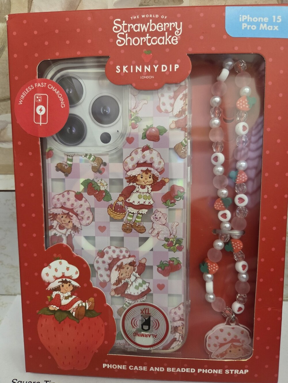 Strawberry Shortcake x Skinnydip Red Protective Phone Case with Beaded Strap